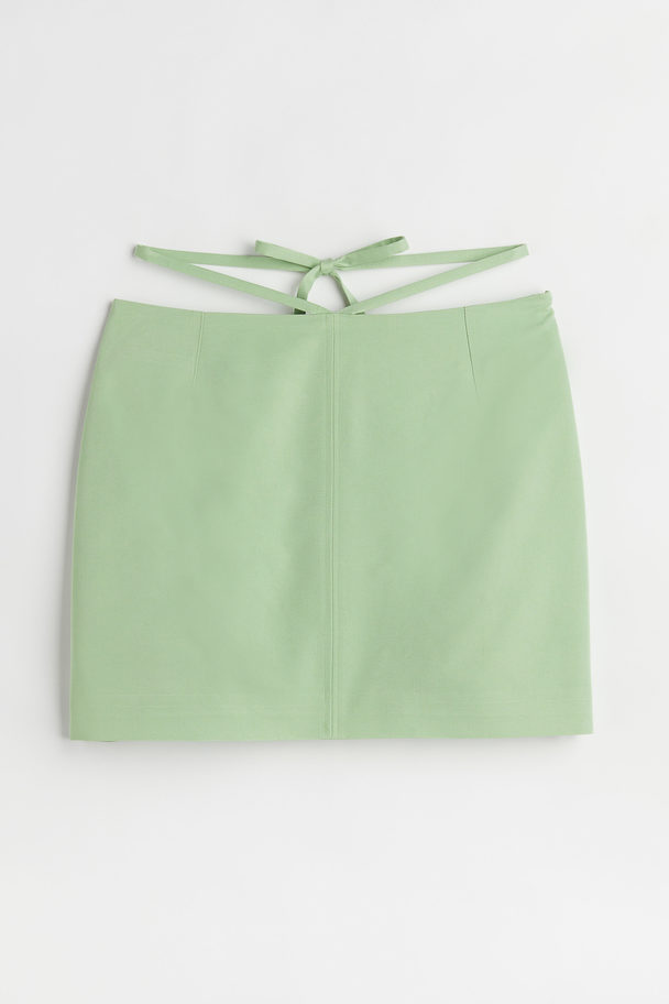 H&M Tie-detail Mini Skirt Light Green