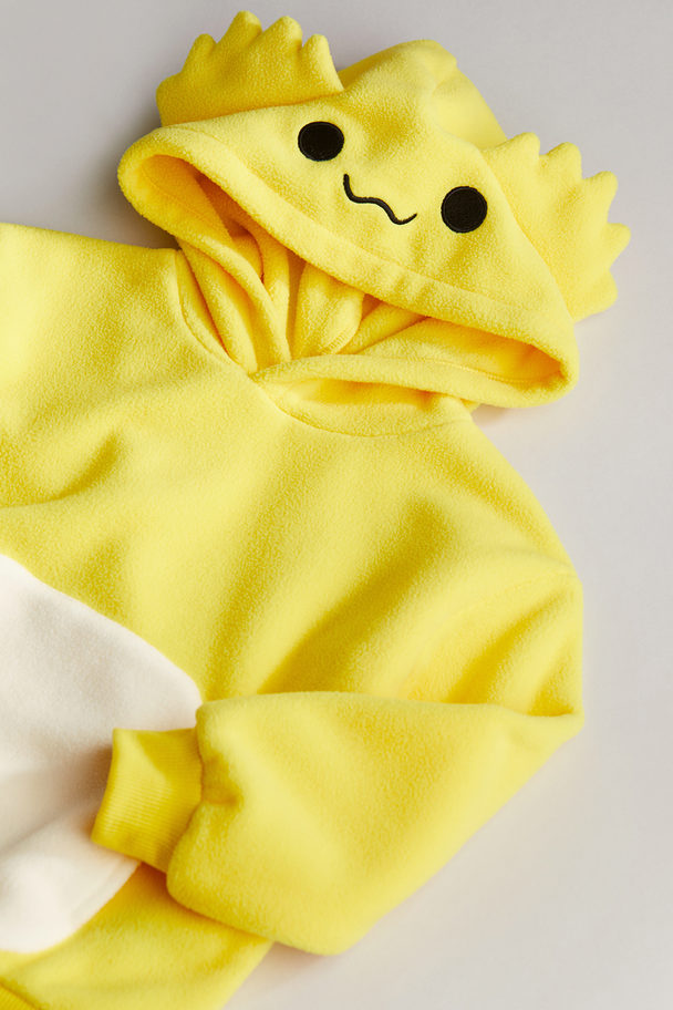 H&M Appliquéd Fleece Hoodie Yellow/squishmallows