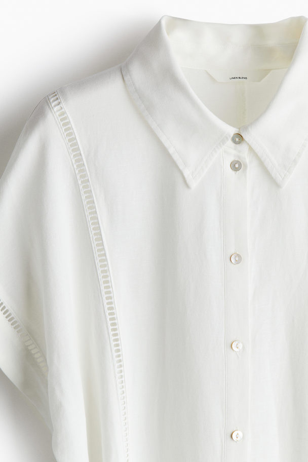 H&M Blusenkleid aus Leinenmix Weiß