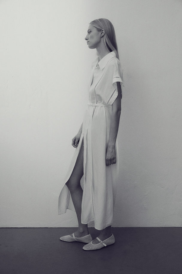 H&M Blusenkleid aus Leinenmix Weiß
