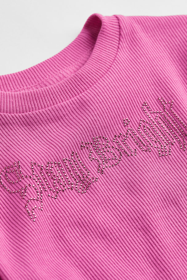 H&M Ribbed Jersey Top Pink