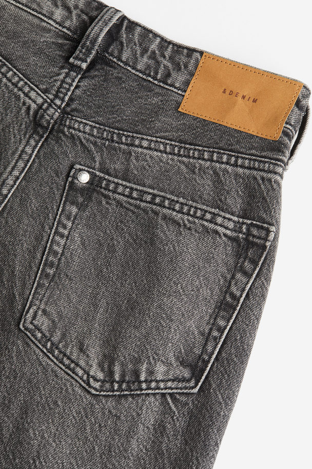 H&M Straight High Jeans Donkergrijs