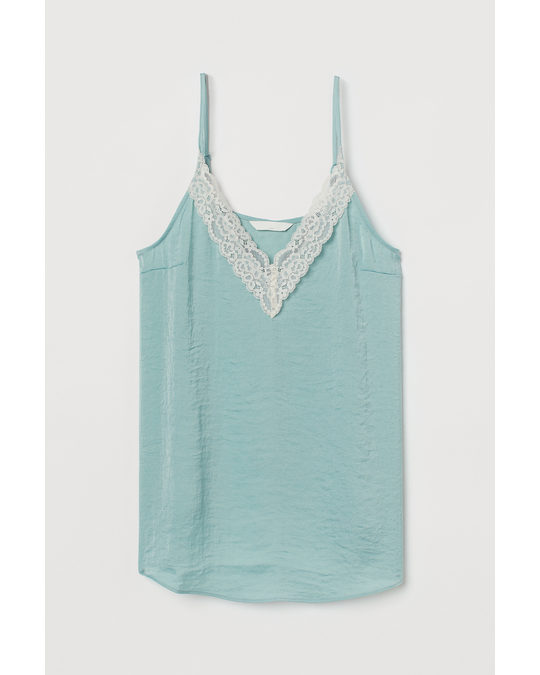 H&M Mama Lace-trimmed Strappy Top Turquoise