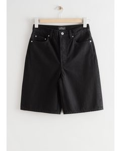 Spark Cut Denim Shorts Black