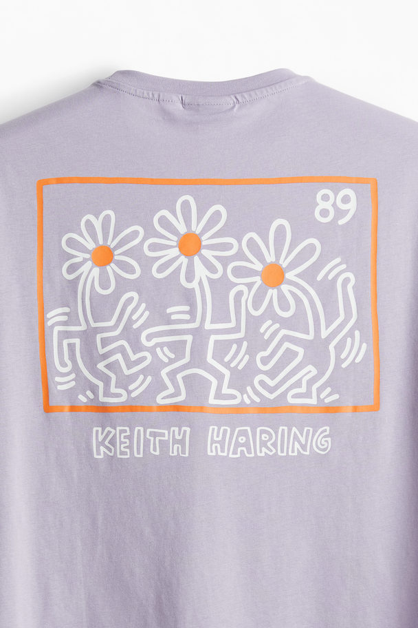 H&M T-shirt Regular Fit Lilla/keith Haring