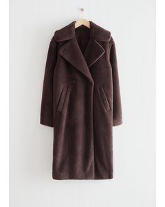 Fuzzy Faux Fur Coat Brown