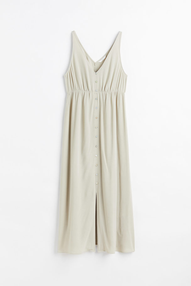 H&M MAMA Kleid mit V-Ausschnitt Helles Grünbeige