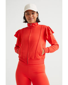 Flounce-trimmed Track Jacket Bright Red