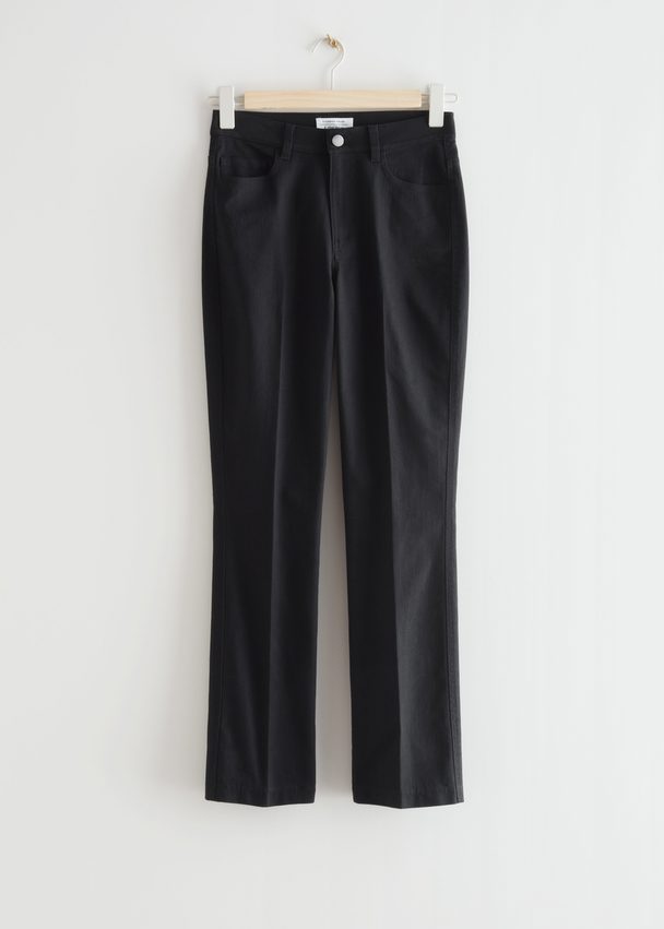 & Other Stories Straight Cotton Trousers Black