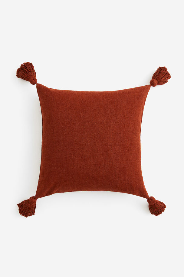 H&M HOME Tasselled Cushion Cover Dark Red