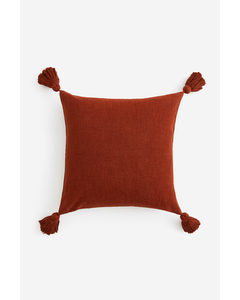 Tasselled Cushion Cover Dark Red