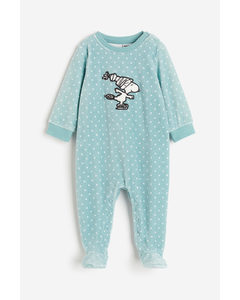 Velour All-in-one Pyjamas Turquoise/snoopy