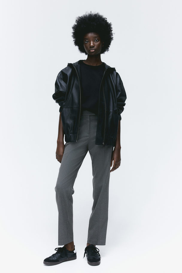 H&M Slim Twill Trousers Dark Grey/pinstriped