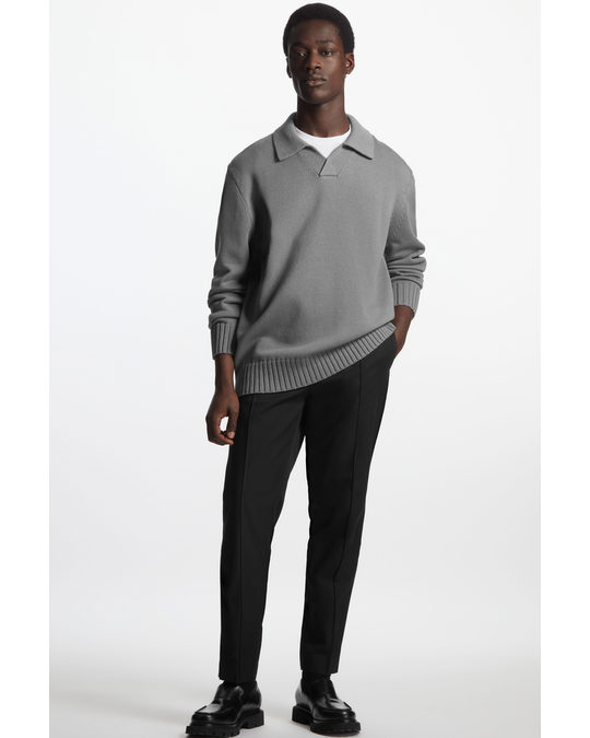 COS Knitted Polo Jumper Grey