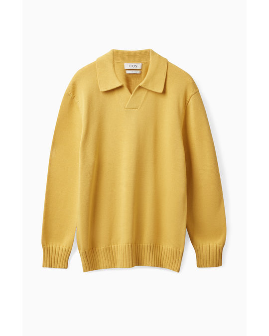 COS Knitted Polo Jumper Yellow