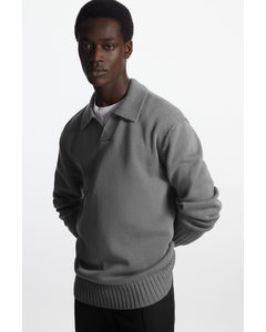 Knitted Polo Jumper Grey