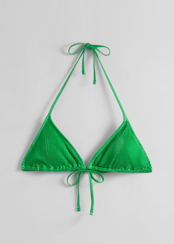 & Other Stories Pleated Triangle Bikini Top Green