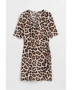Slå Om-kjole Beige/leopardmønstret