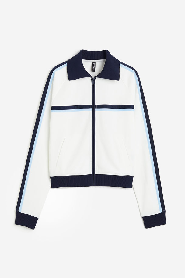 H&M Trackjacket Wit/marineblauw
