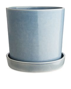 Terrakotta-Blumentopf 22 cm Hellblau