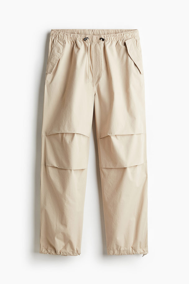 H&M Loose Fit Parachute Trousers Beige