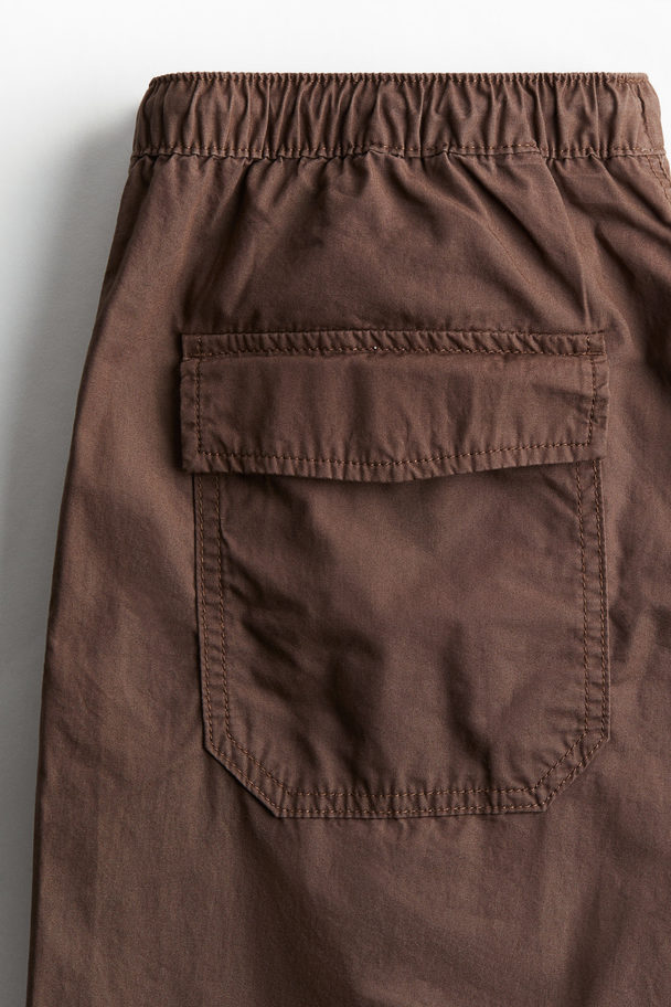 H&M Loose Fit Parachute Trousers Brown