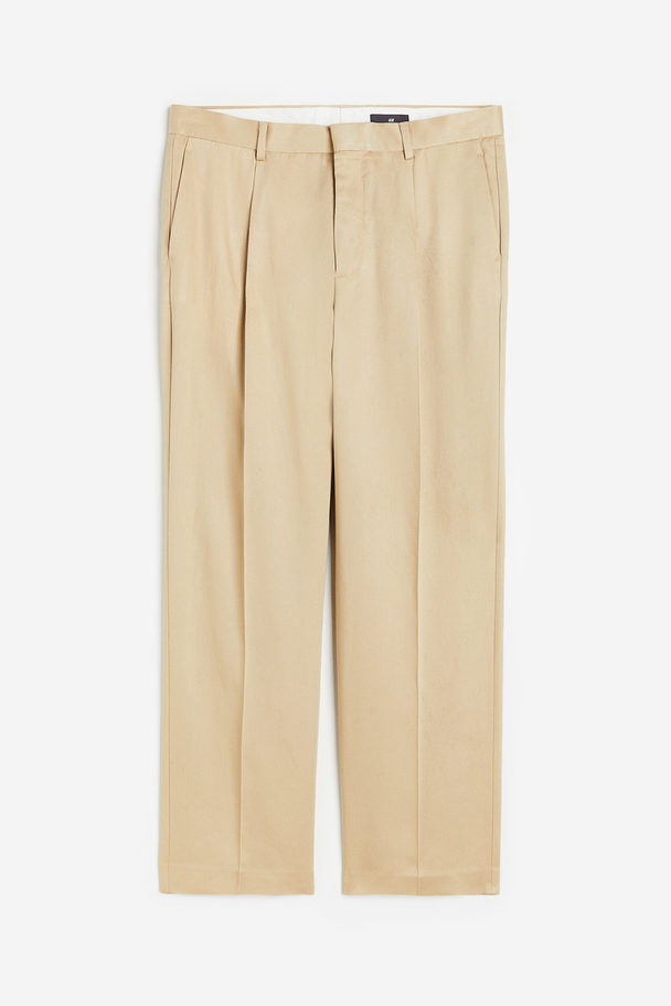 H&M Relaxed Fit Lyocell Suit Trousers Beige