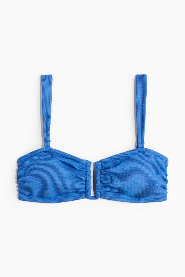 H&M Wattiertes Bandeau-Bikinitop Knallblau