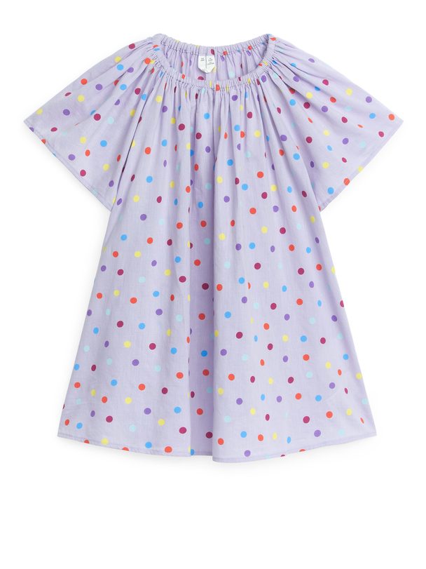 ARKET A-line Cotton Dress Lilac/dots