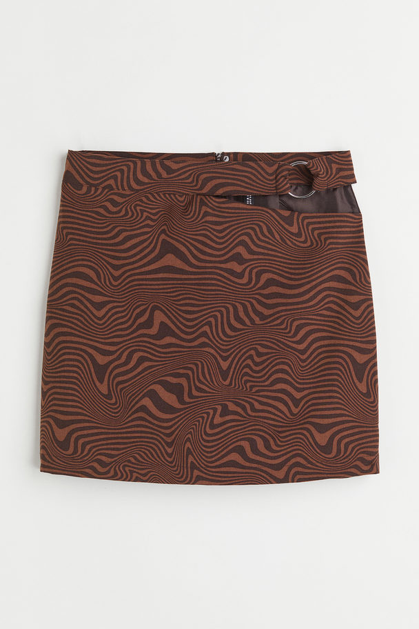 H&M Cut-out-detail Skirt Brown/patterned