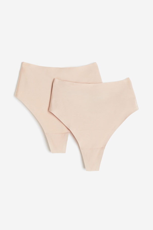 H&M 2-pack Invisible Light Shape Thong Briefs Light Beige