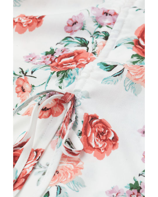H&M Drawstring Skirt White/roses