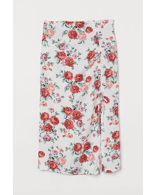 H&M Drawstring Skirt White/roses