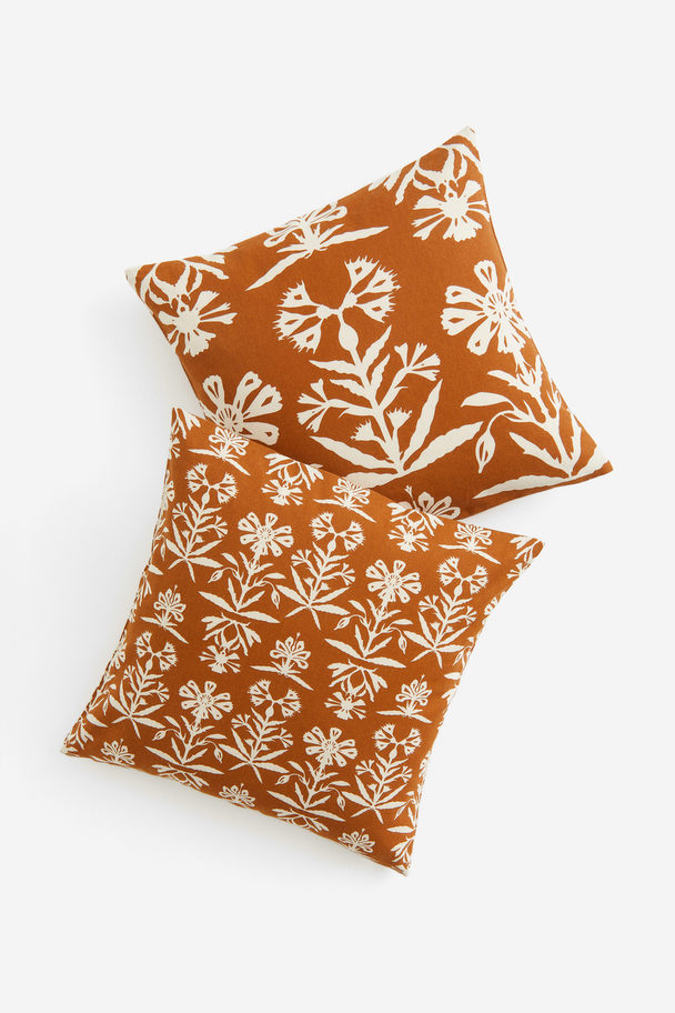 H&M HOME 2-pack Patterned Cushion Covers Brown/floral