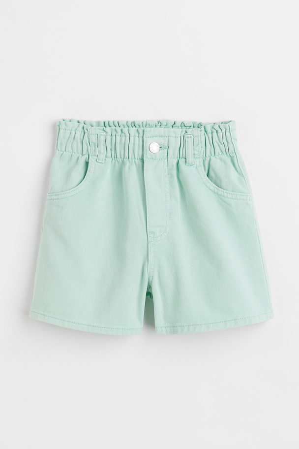 H&M Relaxed Fit Twill High Shorts Mint Green