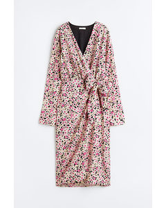 Tie-detail Wrap Dress Pink/small Flowers