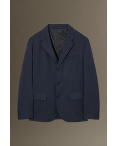 Unstructured Lightweight Wool Blazer - Regular Navy