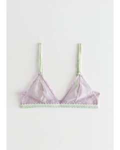 Floral Lace Triangle Soft Bra Lilac