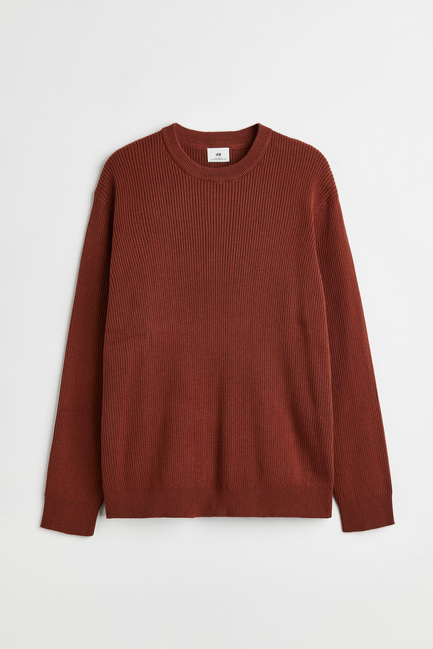 H&M Rippstrickpullover Relaxed Fit Braun
