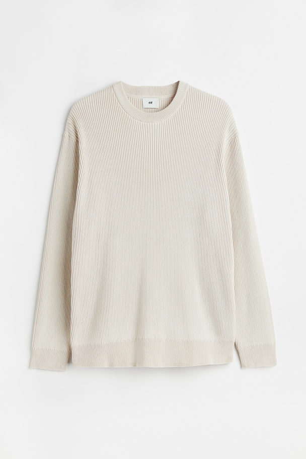 H&M Relaxed Fit Rib-knit Jumper Light Beige