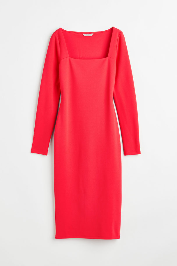 H&M Square-necked Dress Coral