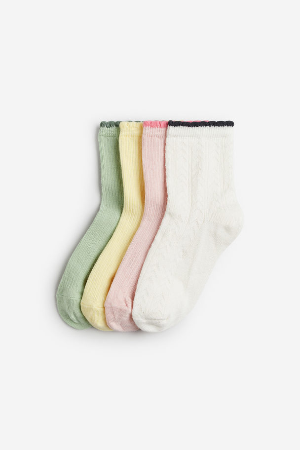 H&M 4-pack Sokker Med Volanger Lys Grønn/lys Gul