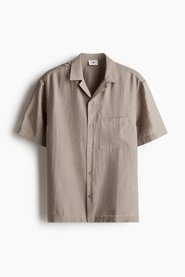 H&M Regular Fit Lyocell-blend Resort Shirt Greige