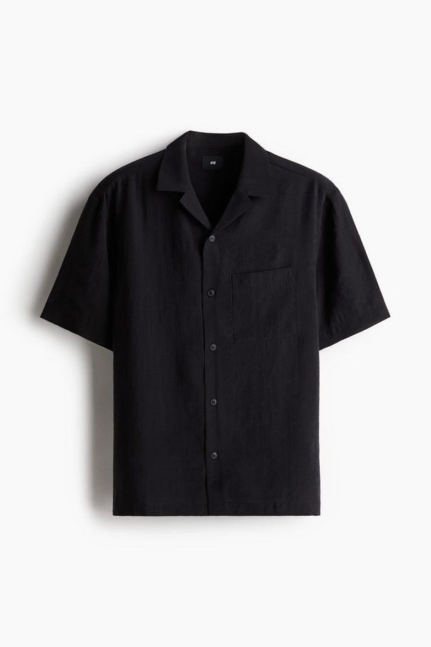 H&M Regular Fit Lyocell-blend Resort Shirt Black