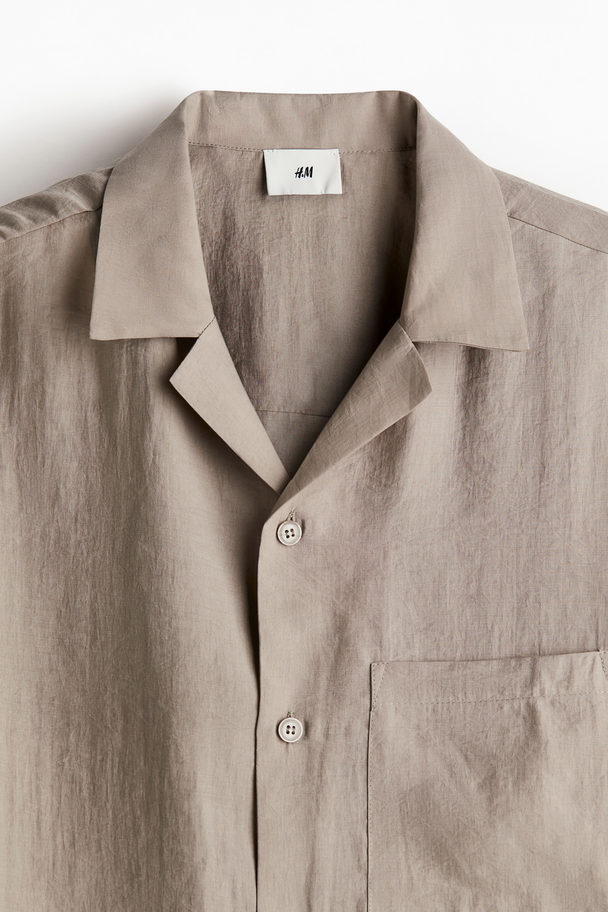 H&M Casual Overhemd Van Lyocellmix - Regular Fit Taupe