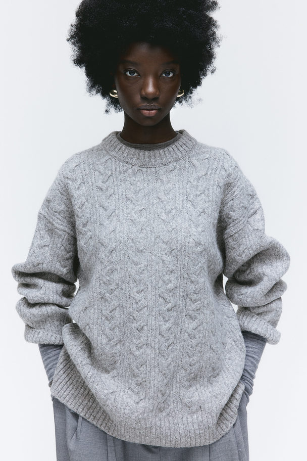 H&M Oversized Cable-knit Jumper Grey