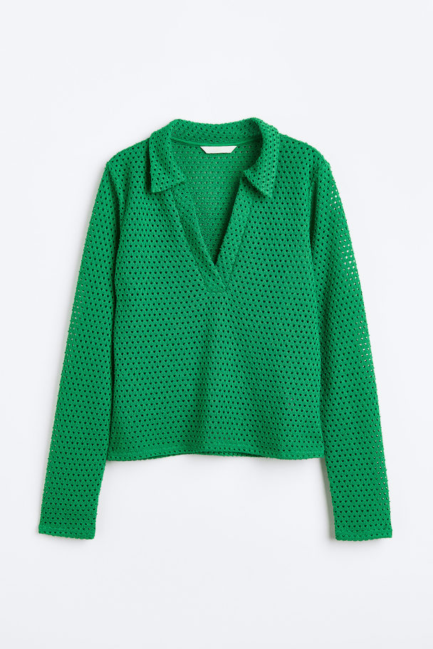H&M Collared Jersey Top Green