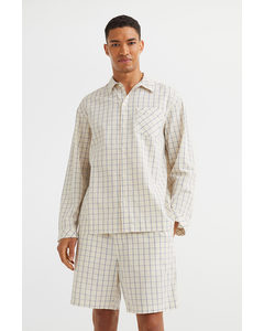 Pyjama mit Shorts Naturweiß/Kariert