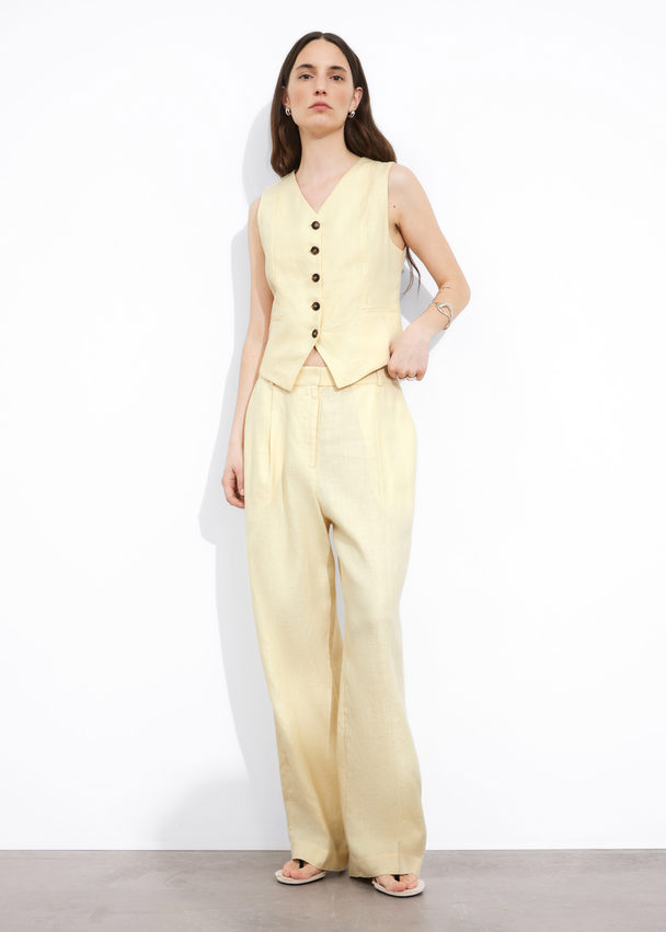 & Other Stories Tailored Linen Waistcoat Light Yellow