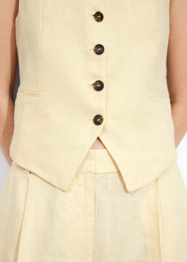 & Other Stories Tailored Linen Waistcoat Light Yellow